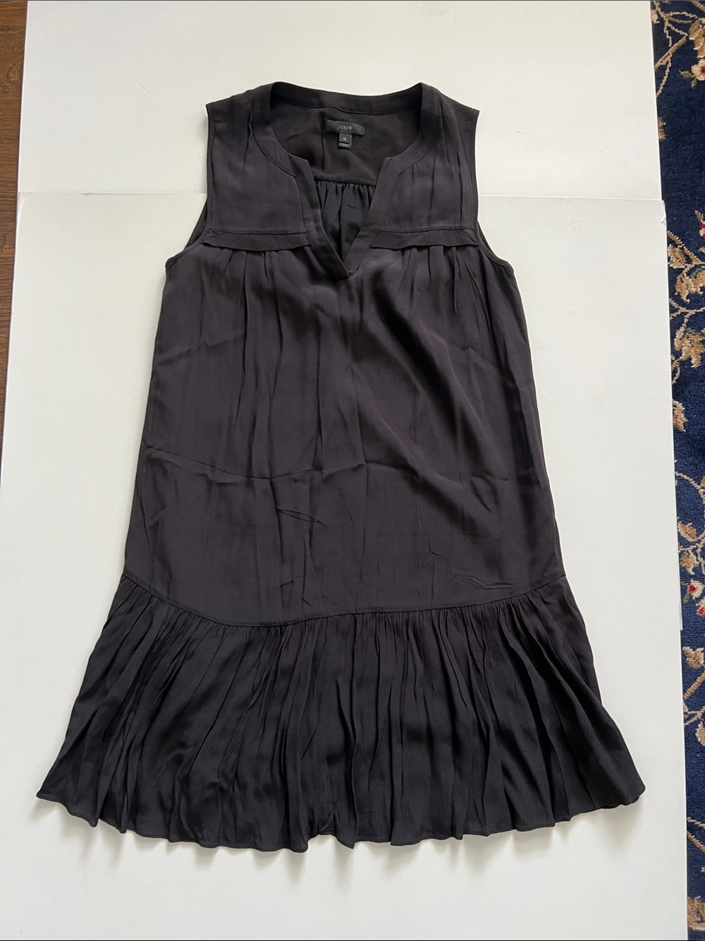 J. Crew Black Sleeveless Pleated-Hem Dress
